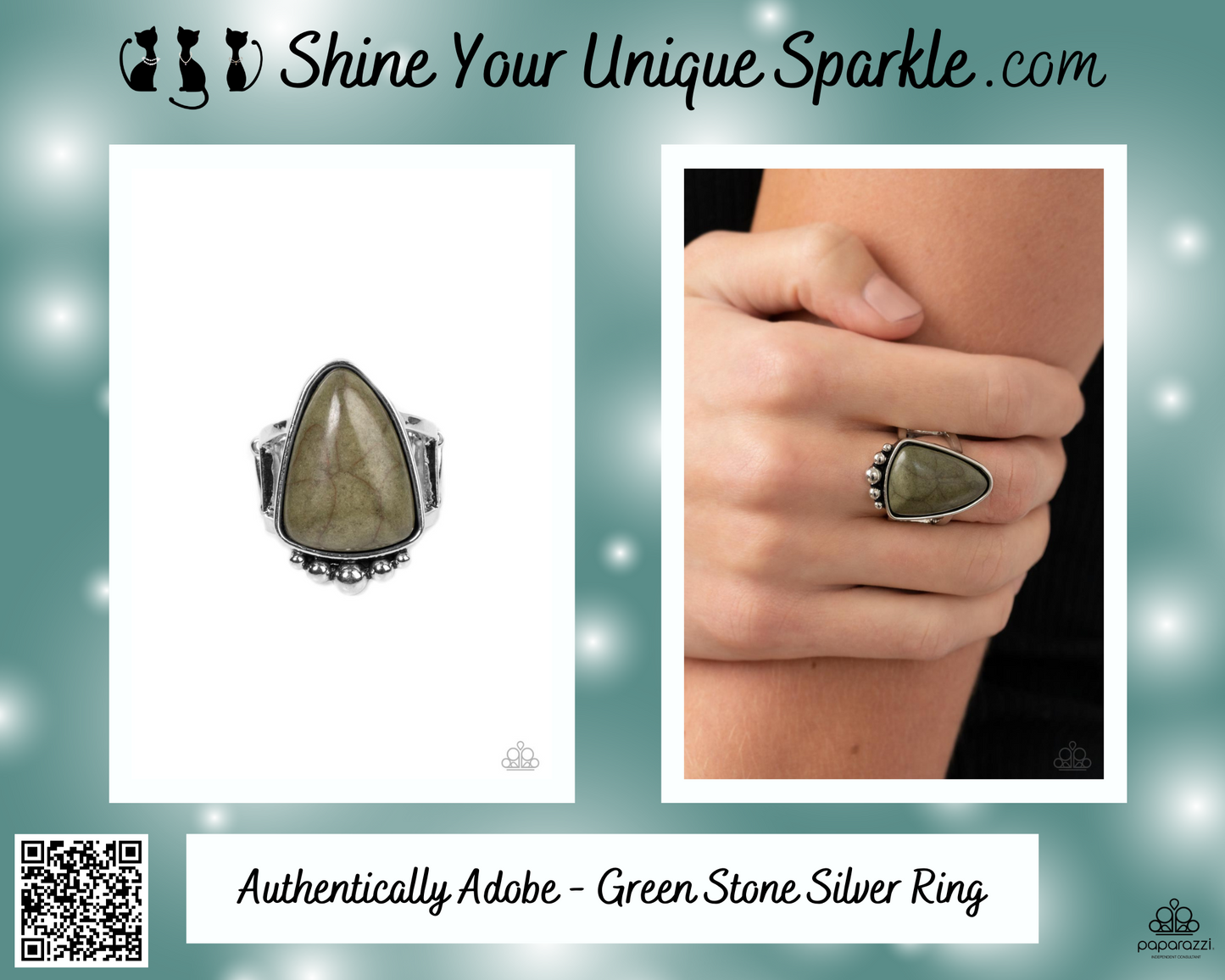 Authentically Adobe - Green Stone Silver Ring