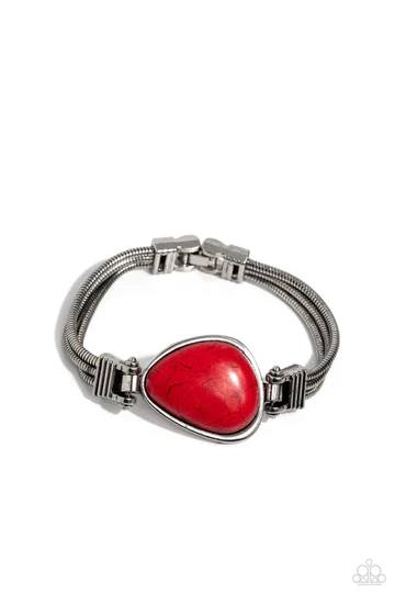 Badlands Bounty - Red Stone Silver Clasp Bracelet