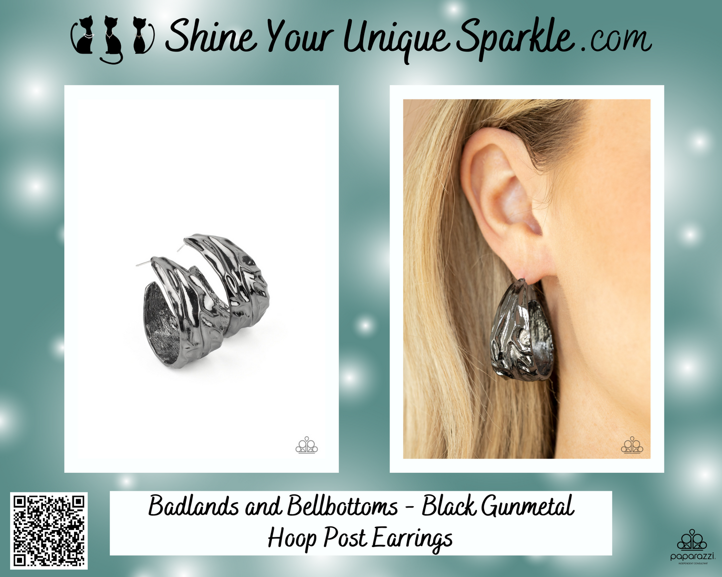 Badlands and Bellbottoms - Black Gunmetal Hoop Post Earrings
