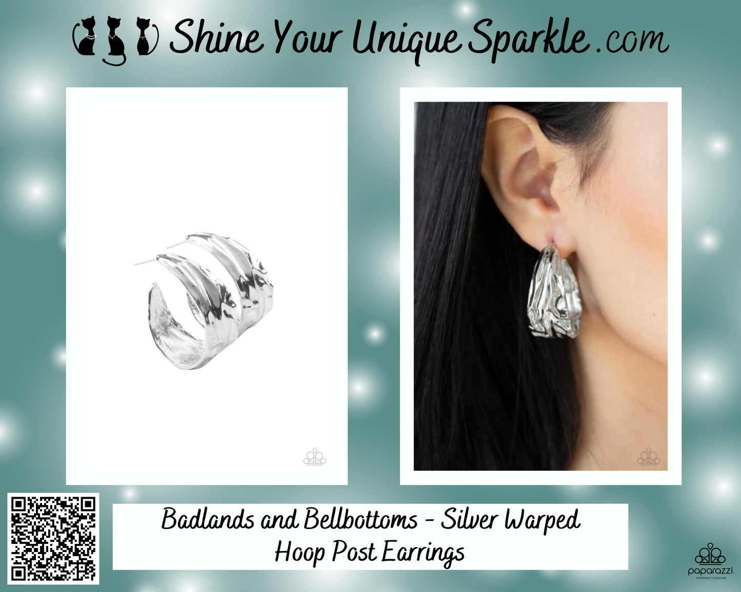Badlands and Bellbottoms - Silver Warped Hoop Post Earrings