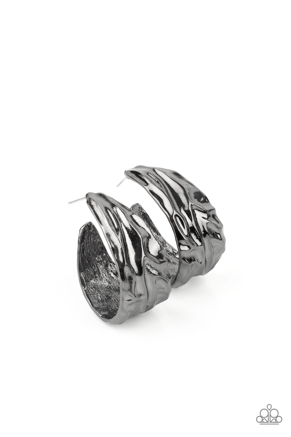 Badlands and Bellbottoms - Black Gunmetal Hoop Post Earrings