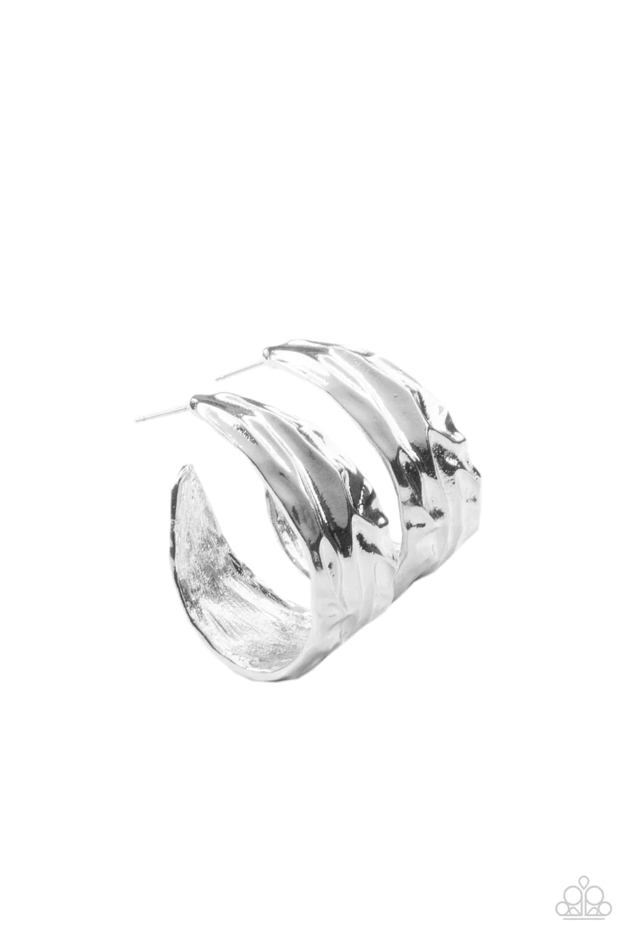 Badlands and Bellbottoms - Silver Warped Hoop Post Earrings