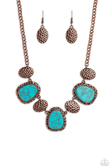Badlands Border - Copper Turquoise Flat Stone Short Necklace