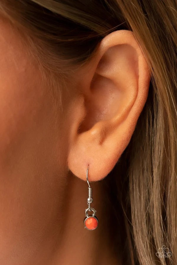 Bali Ballroom - Orange Bead Silver Short Necklace