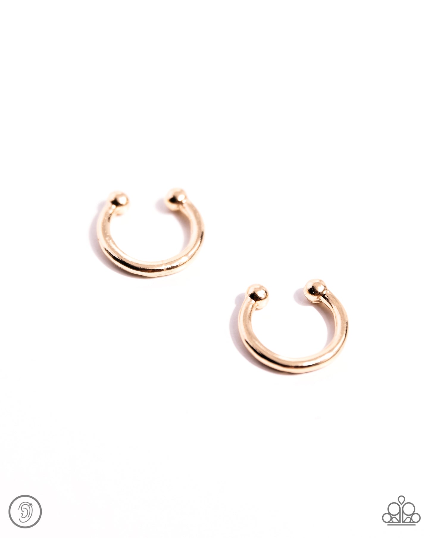 PERFECT MATCH / SET: Barbell Beauty - Gold Ear Cuff Earrings AND Mandatory Musings - Gold Chain Link Ear Cuff Earrings