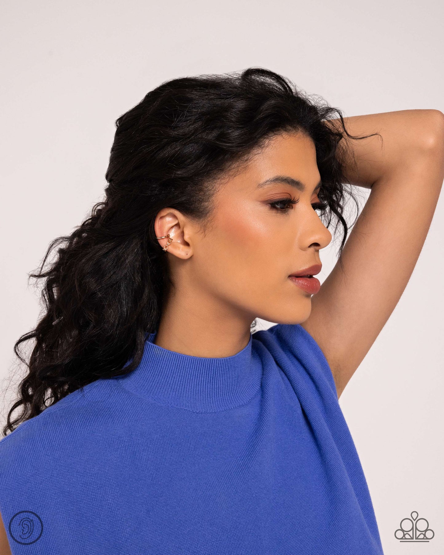 PERFECT MATCH / SET: Barbell Beauty - Gold Ear Cuff Earrings AND Mandatory Musings - Gold Chain Link Ear Cuff Earrings