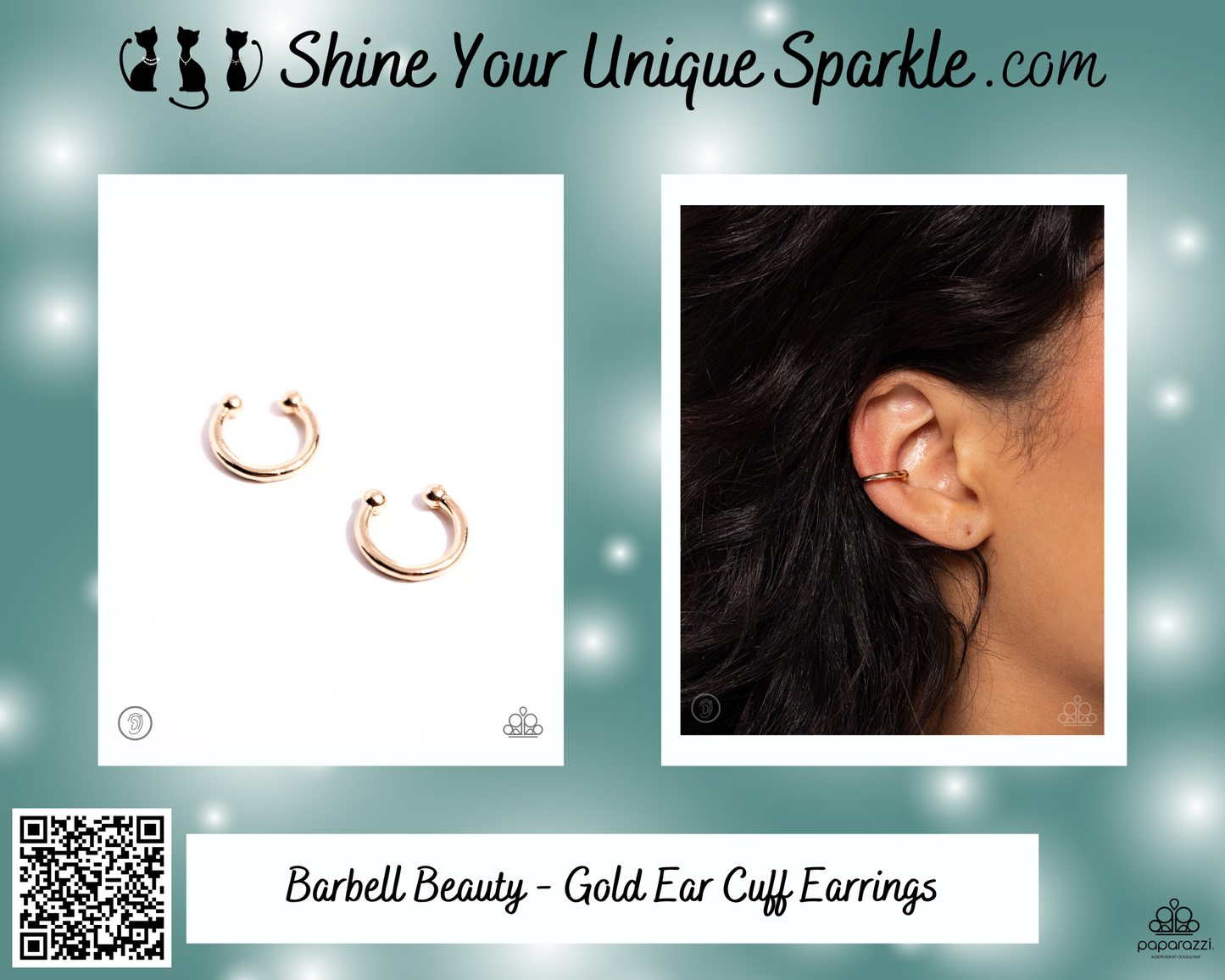 Barbell Beauty - Gold Ear Cuff Earrings