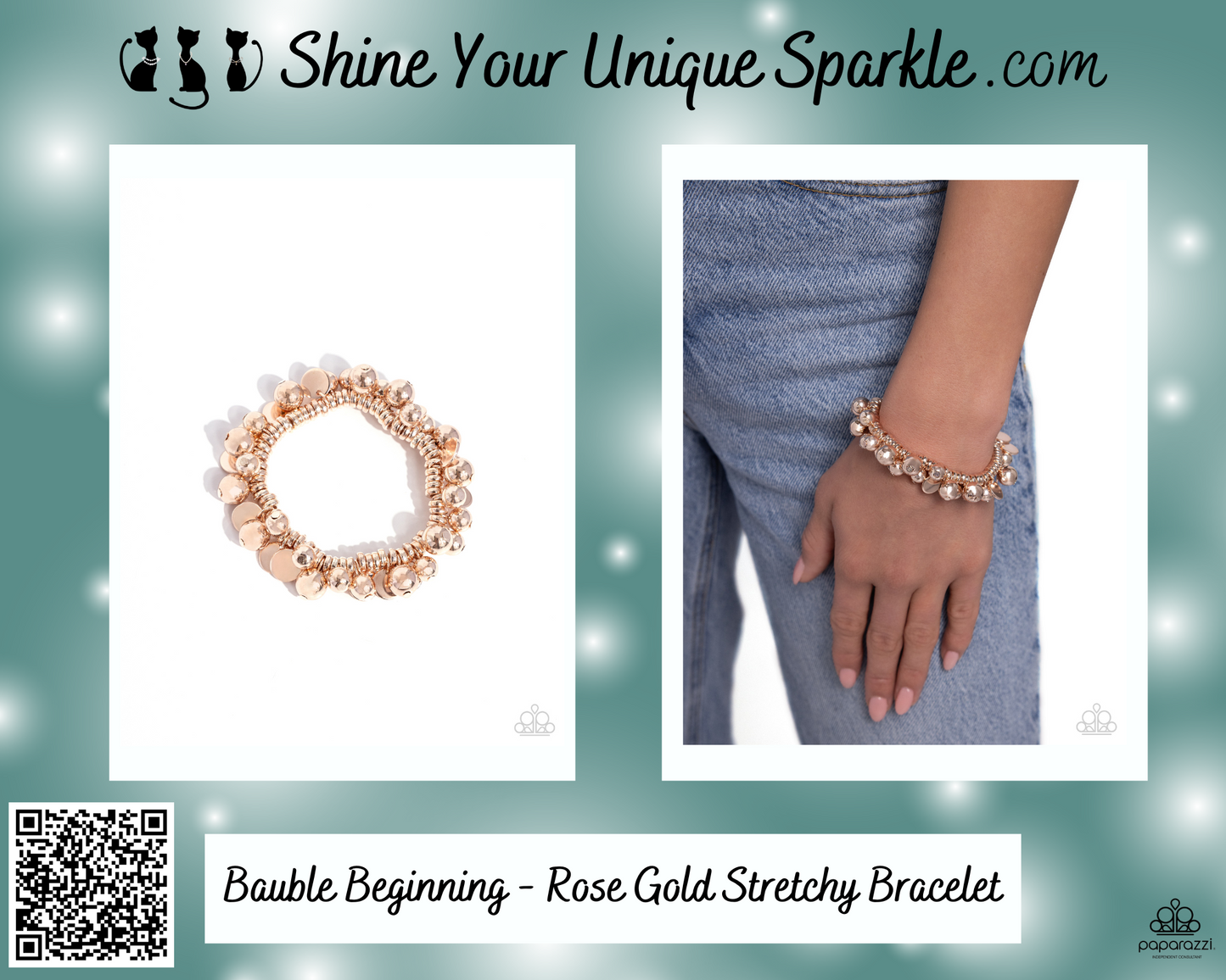 Bauble Beginning - Rose Gold Stretchy Bracelet