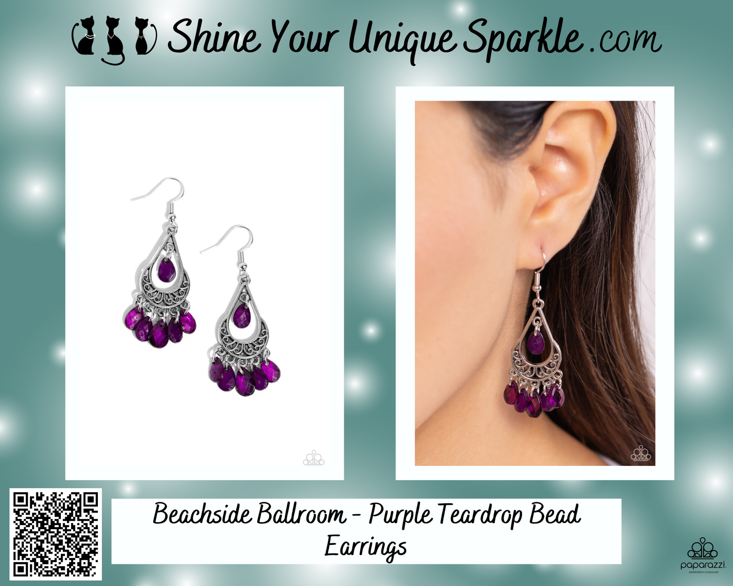 Beachside Ballroom - Purple Teardrop Bead Earrings