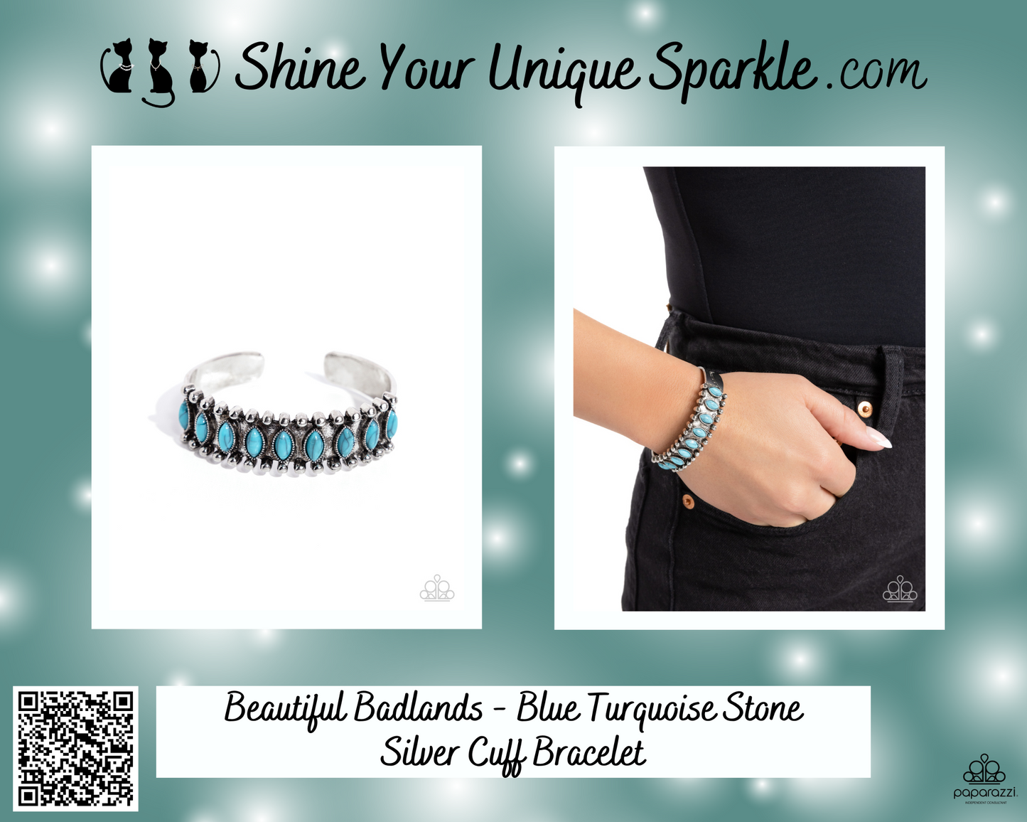 Beautiful Badlands - Blue Turquoise Stone Silver Cuff Bracelet