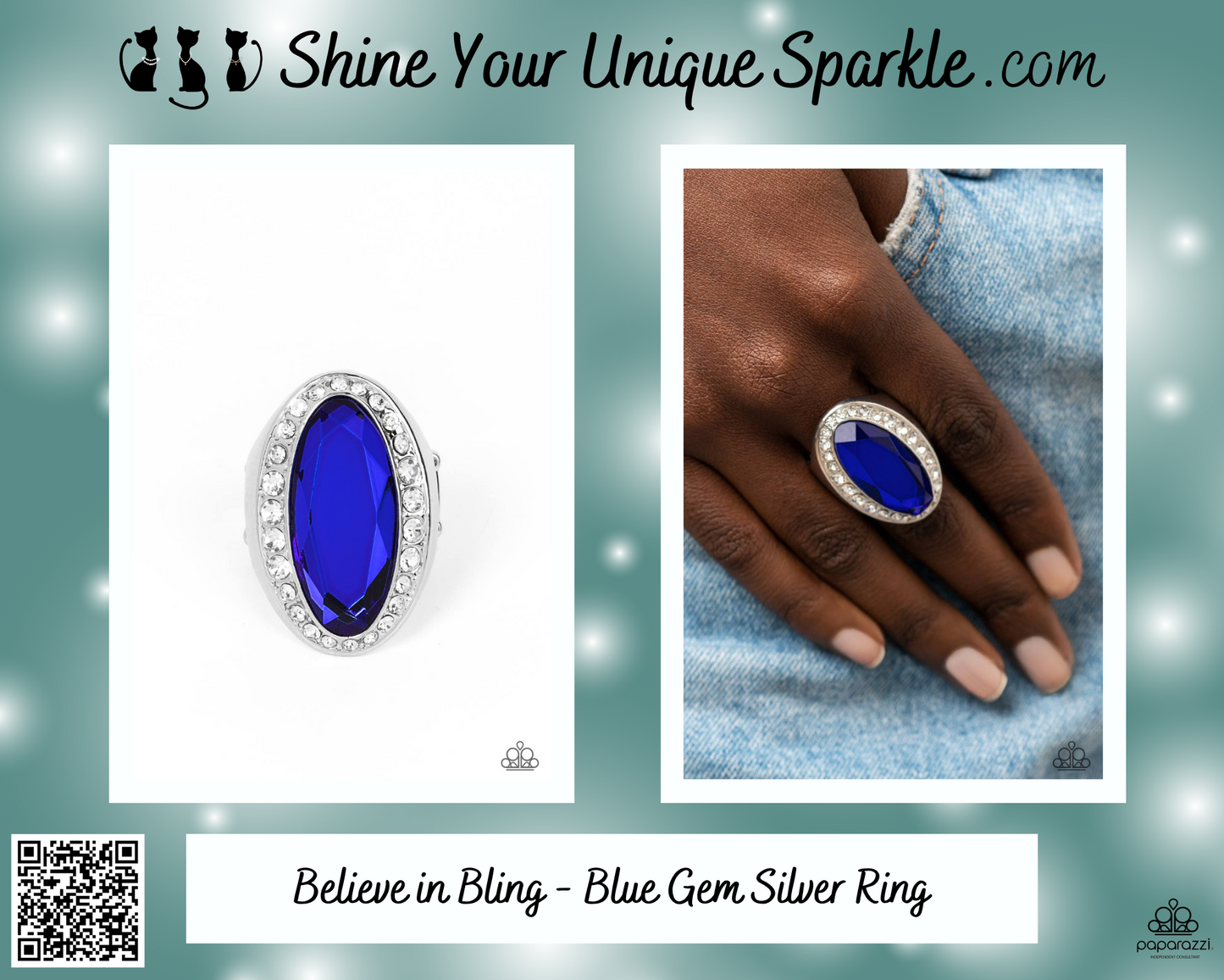 Believe in Bling - Blue Gem Silver Ring