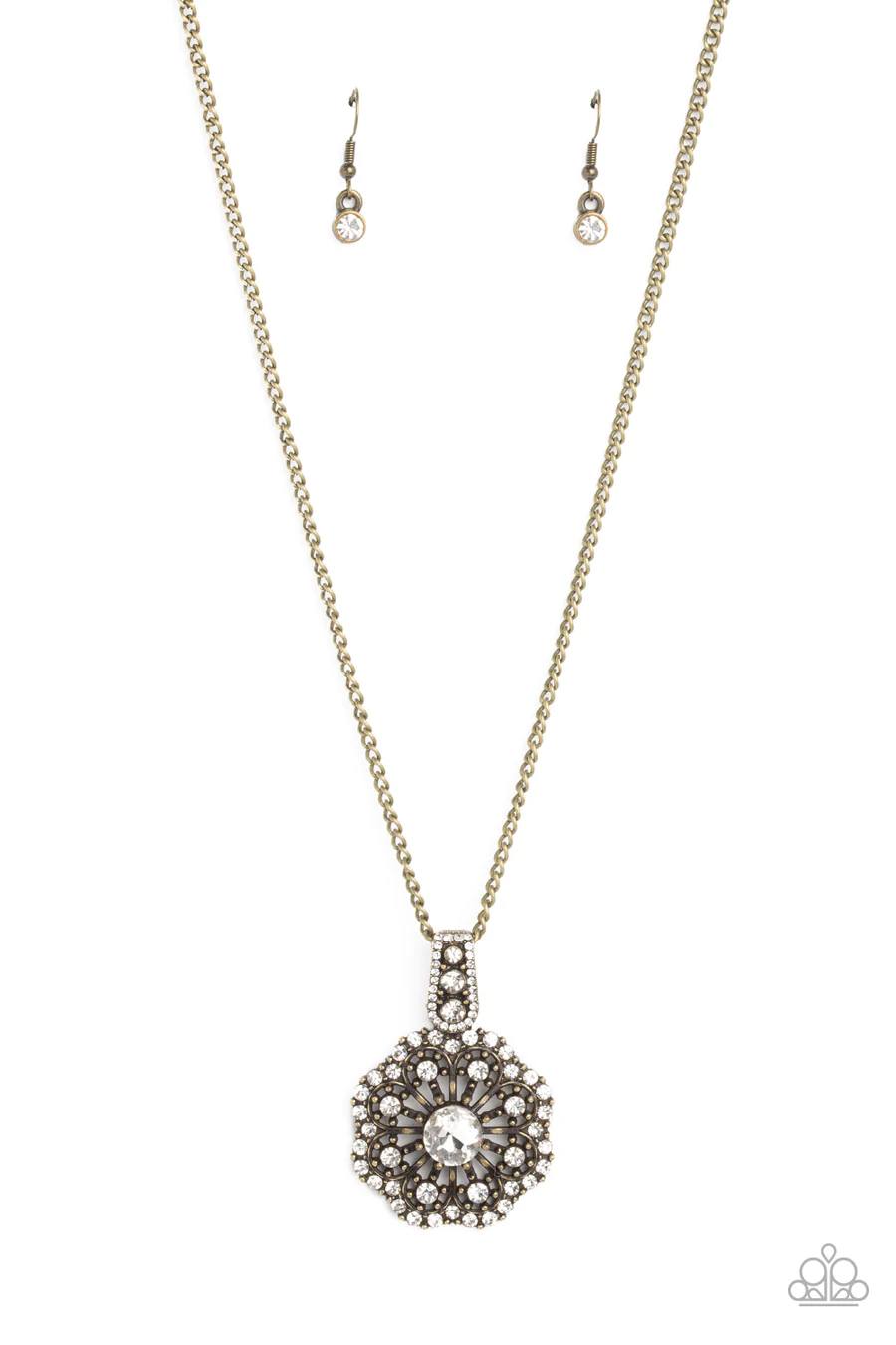 Bewitching Brilliance - Brass Floral Short Necklace
