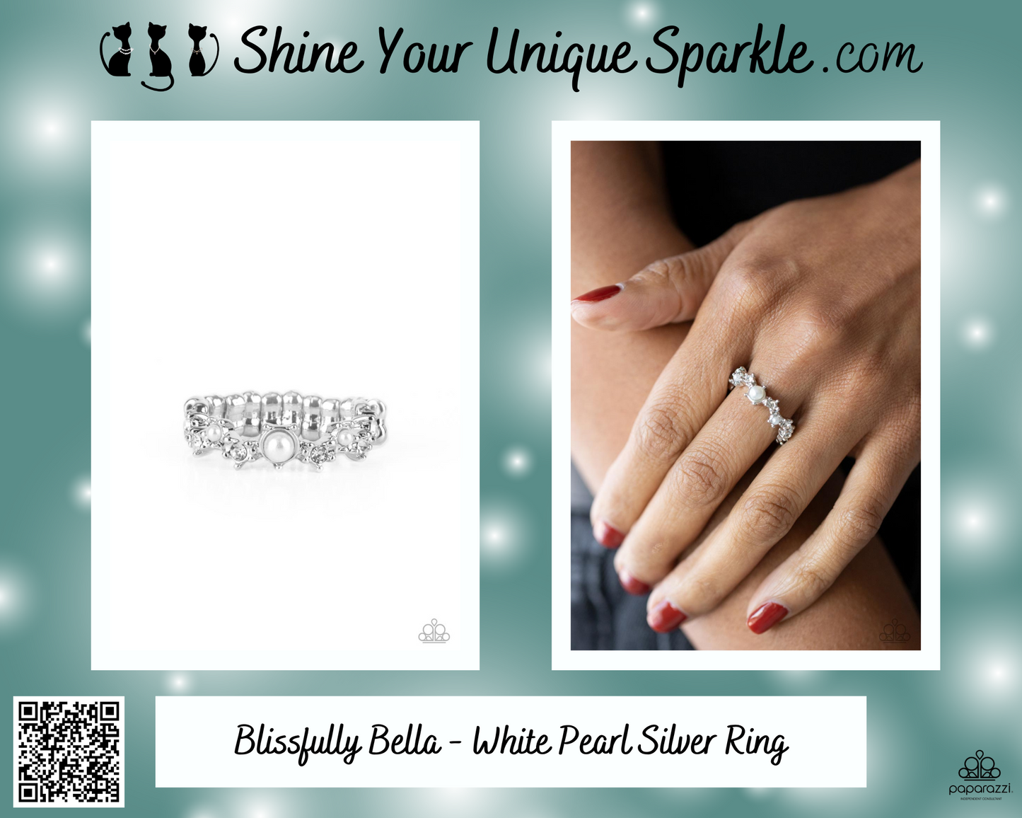 Blissfully Bella - White Pearl Silver Ring