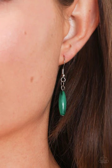 Bohemian Breeze - Green Bead Silver Short Necklace