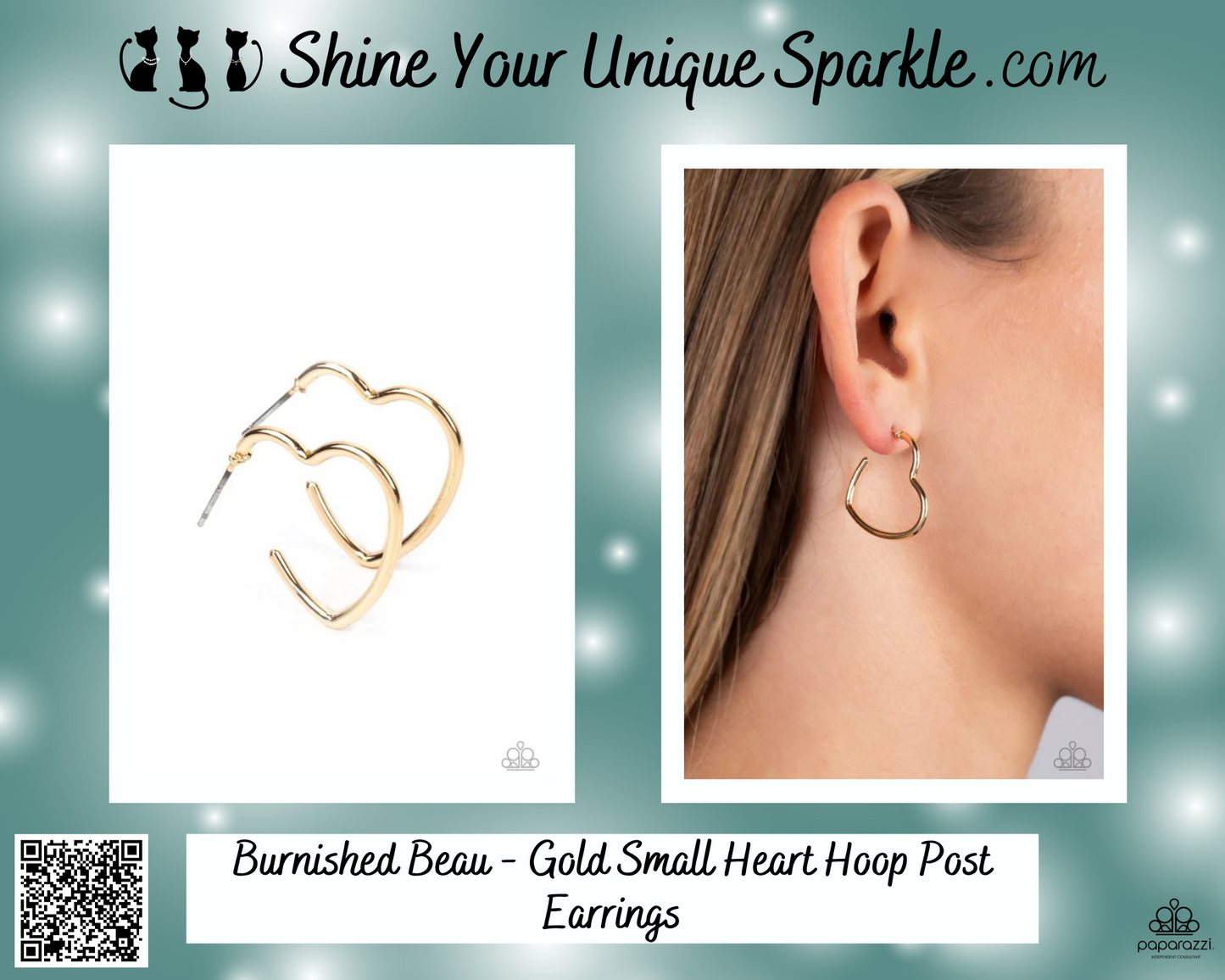 Burnished Beau - Gold Small Heart Hoop Post Earrings