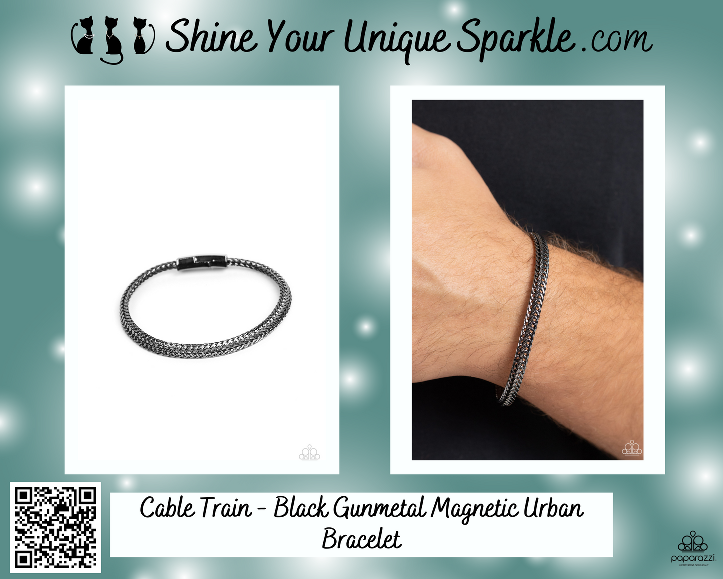 Cable Train - Black Intricate Bracelet Magnetic Closure