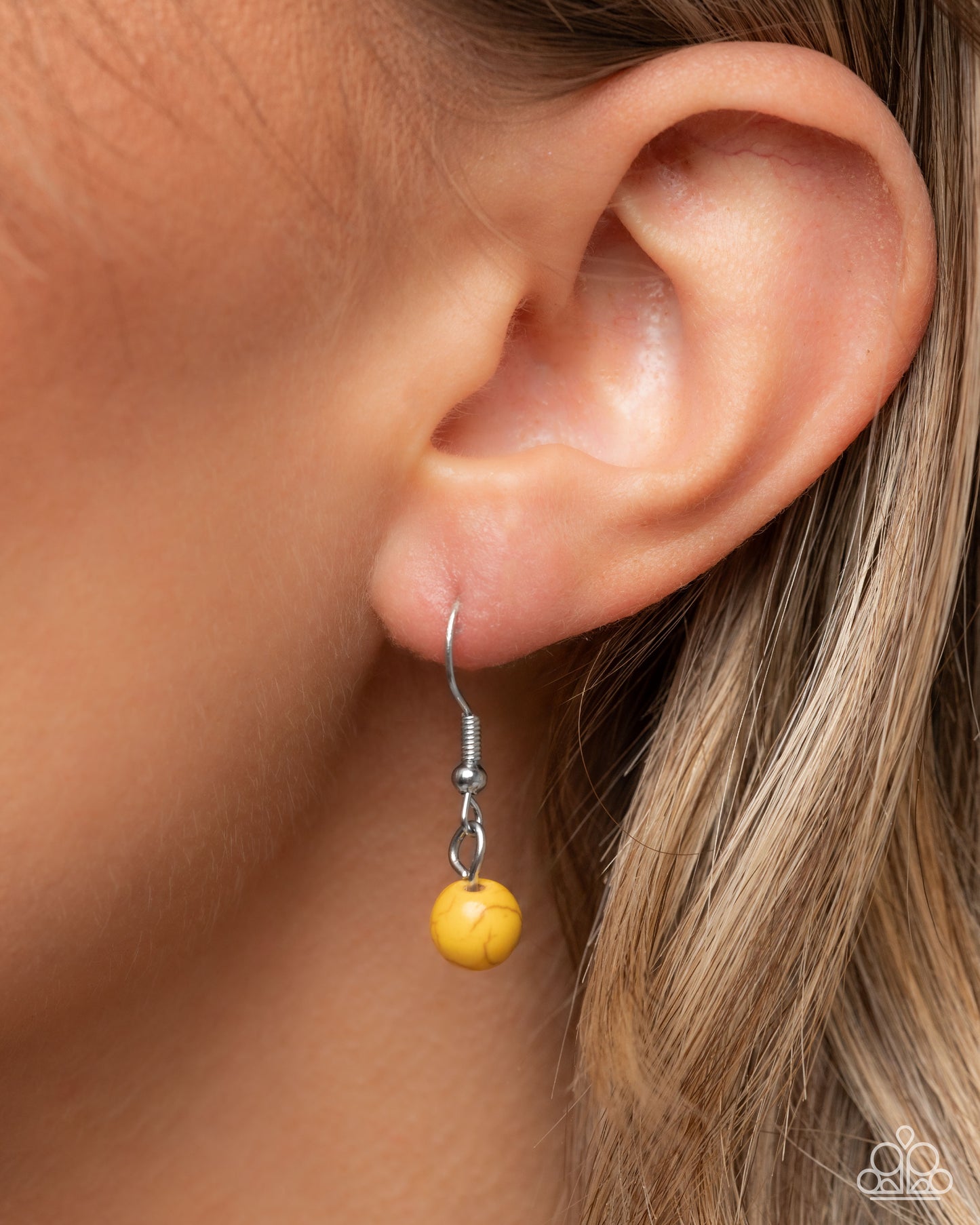 PERFECT MATCH / SET: Cactus Cascade - Yellow Turquoise Crackle Stones Silver Beads Necklace, and Paperclip Chain, Olive Rhinestone Cactus Pendant Necklace AND Cactus Cause - Yellow Stone Silver Flower with Olive Rhinestone Cactus Post Earrings