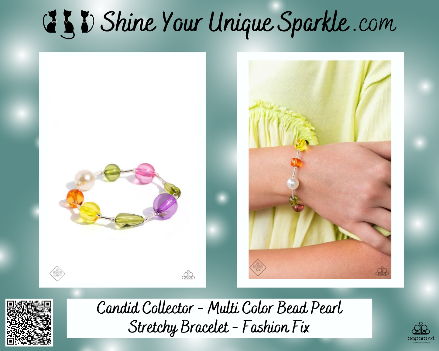 Candid Collector - Multi Color Bead Pearl Stretchy Bracelet - Fashion Fix