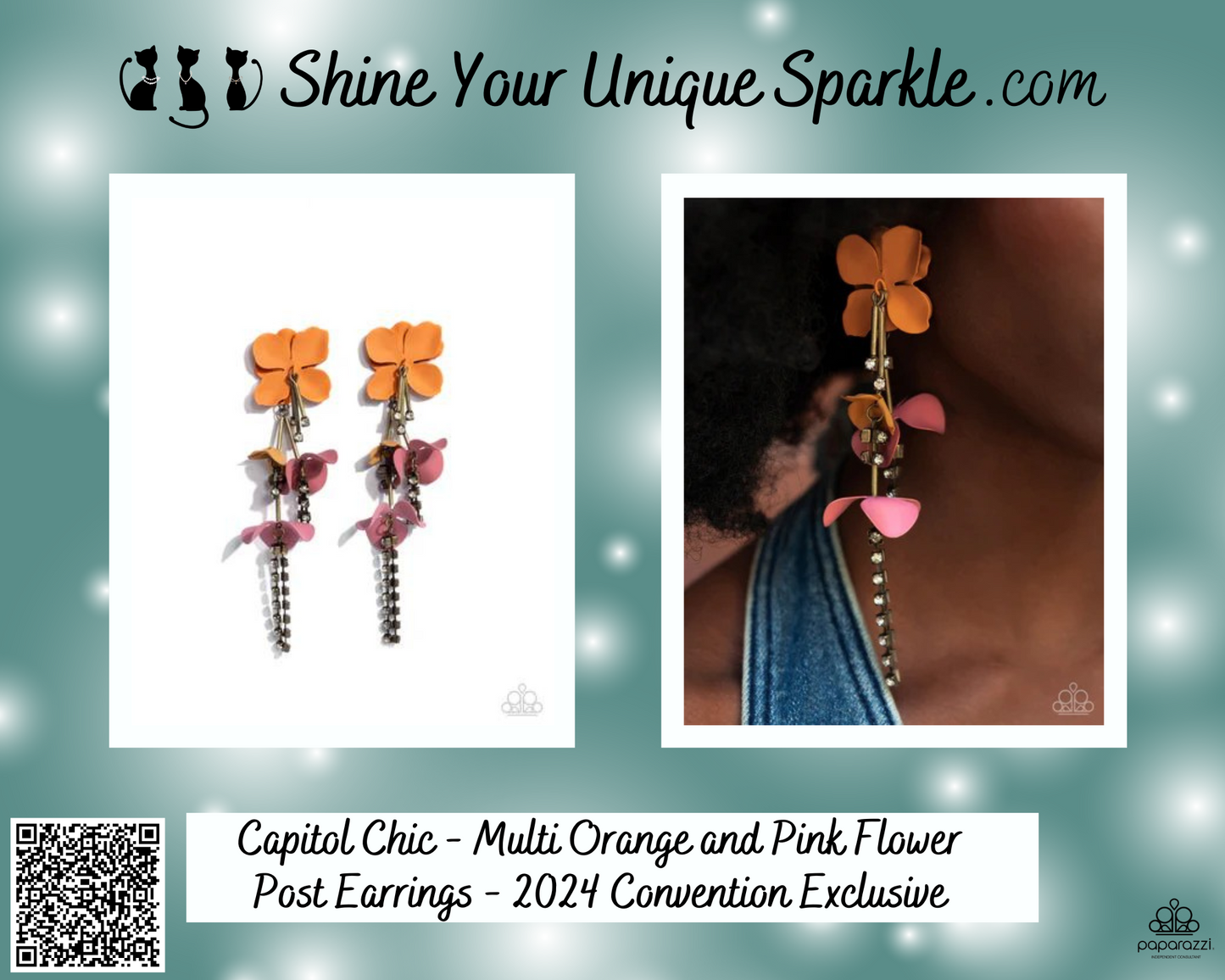 Capitol Chic - Multi Orange and Pink Flower Post Earrings - 2024 Convention Exclusive