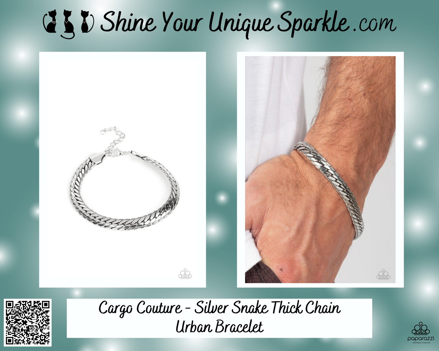 Cargo Couture - Silver Snake Thick Chain Urban Bracelet