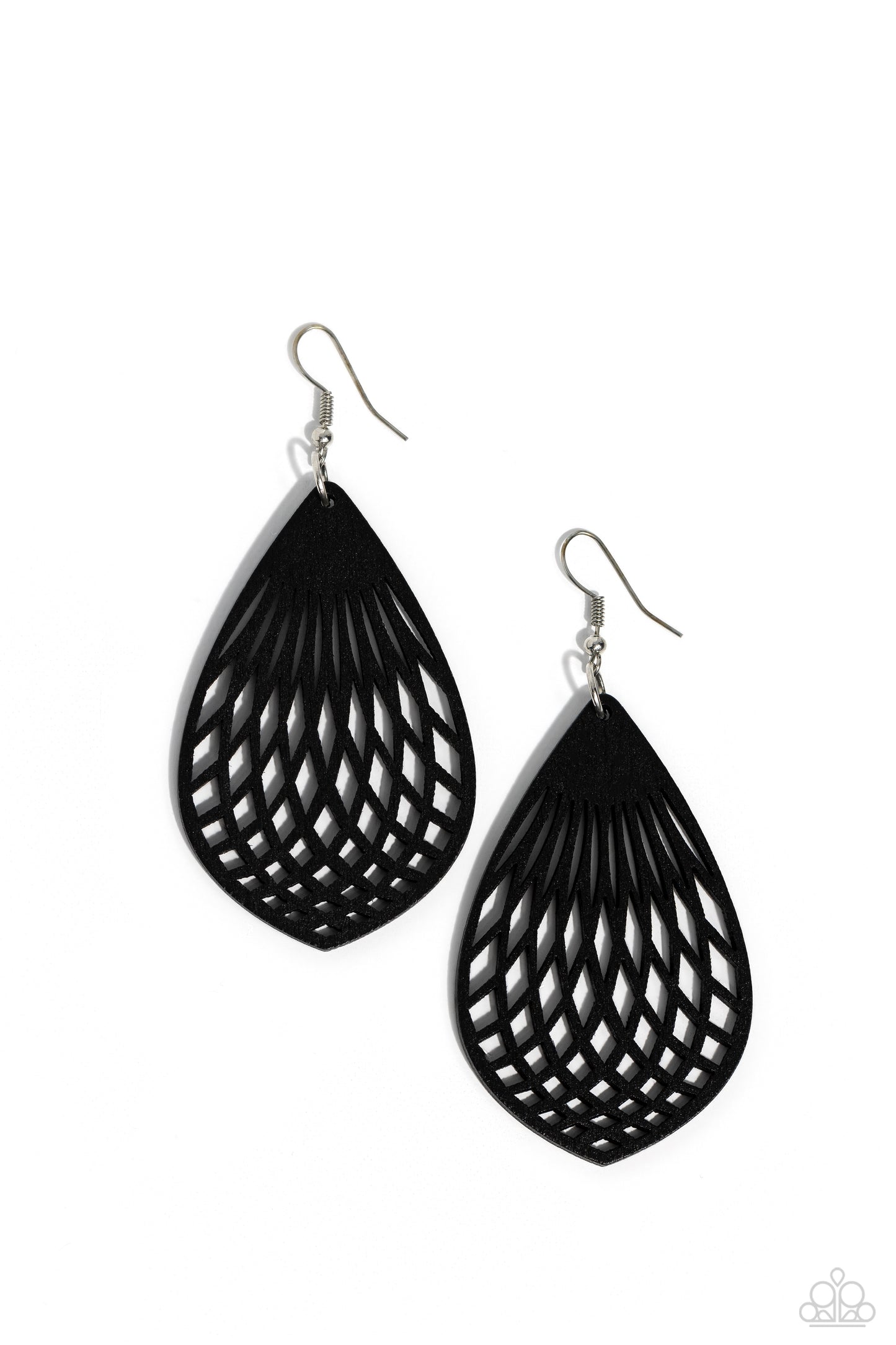 Caribbean Coral - Black Wooden Teardrop Fishhook Beads