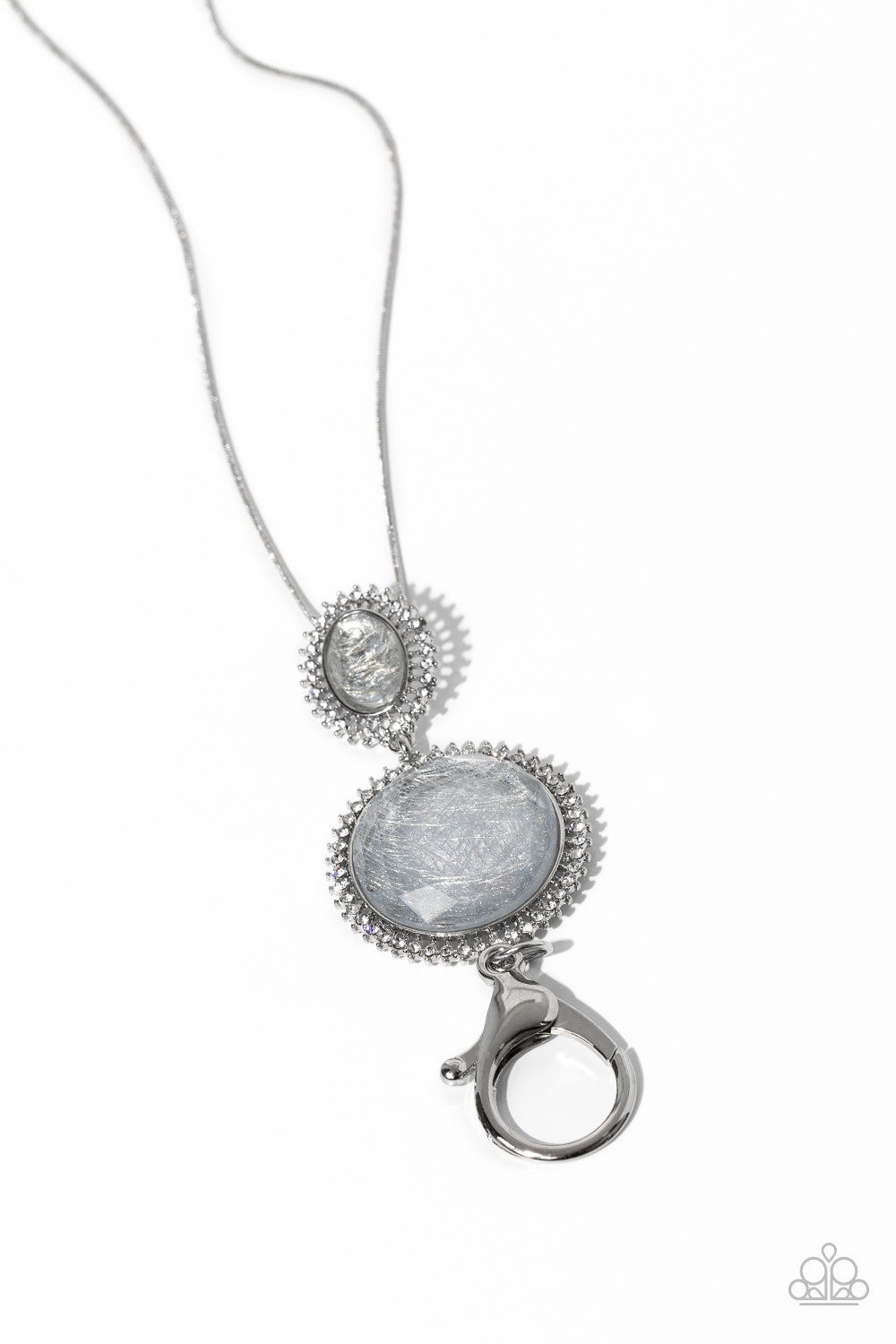 Castle Cadenza - White Cat's Eye Stone Silver Lanyard Necklace