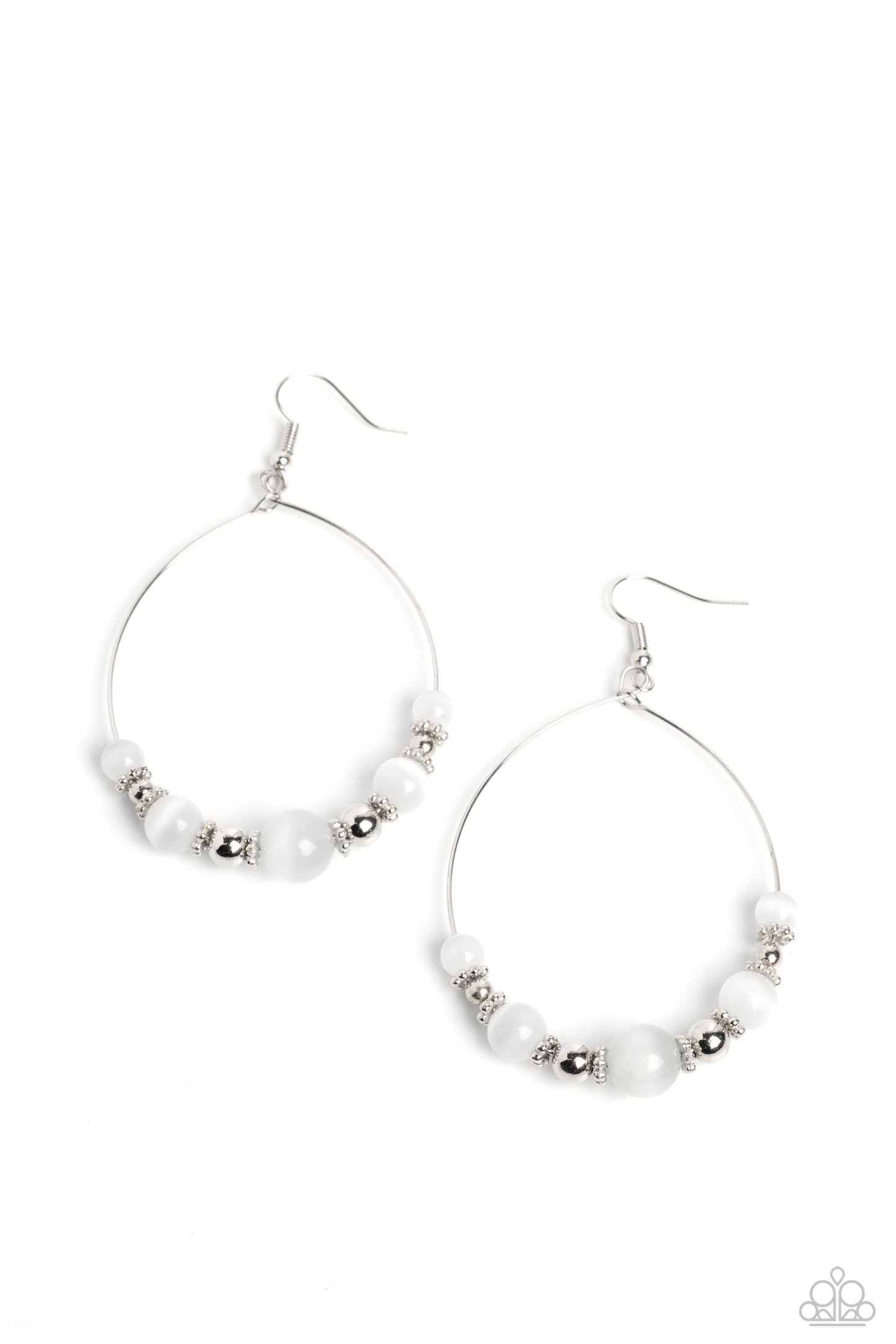 Cat's Eye Charisma - White Stone Silver Fishhook Earrings