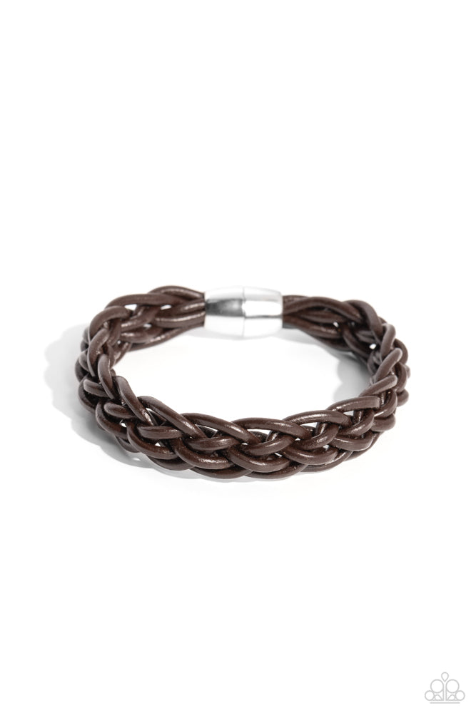 Cattle Ranch - Brown Leather Urban Magnet Bracelet