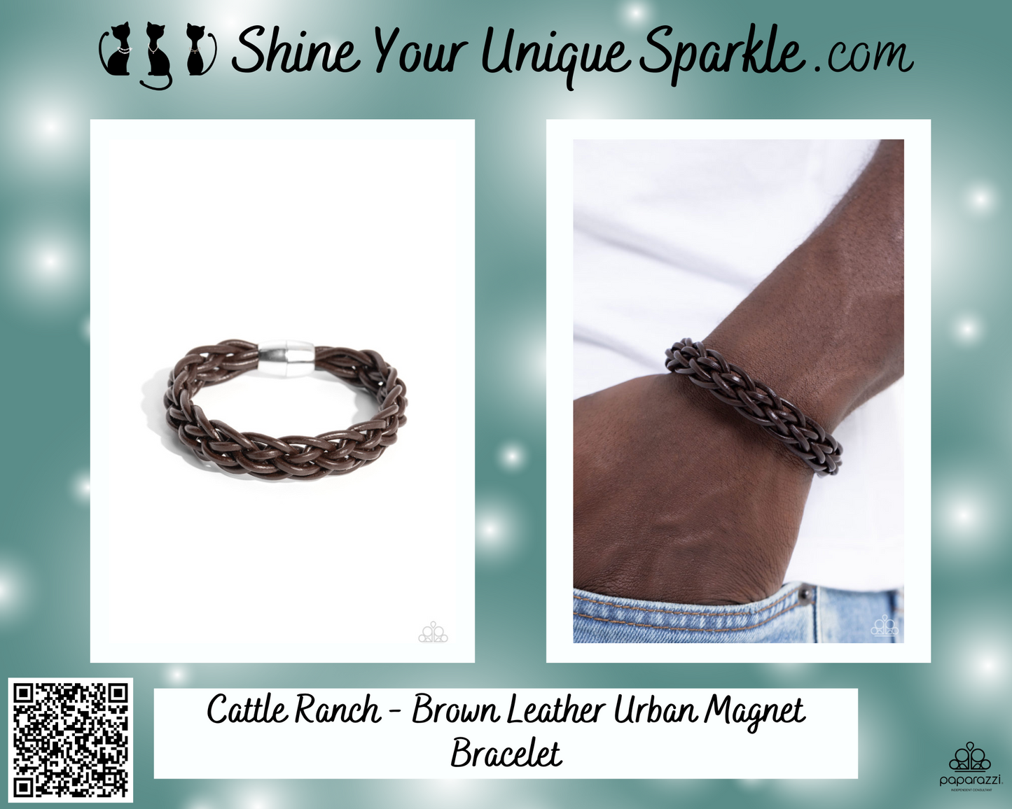 Cattle Ranch - Brown Leather Urban Magnet Bracelet