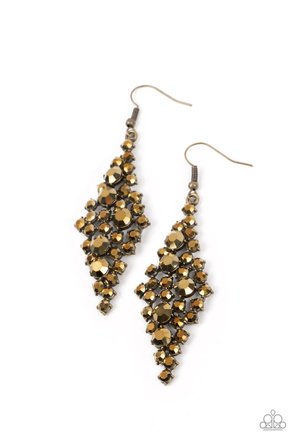 Celestial Comet - Brass Aurum Rhinestone Cluster Fishhook Earrings
