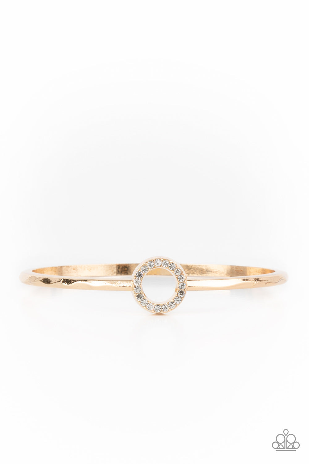 Center COUTURE - Gold with White Rhinestone Circle Bangle Bracelet