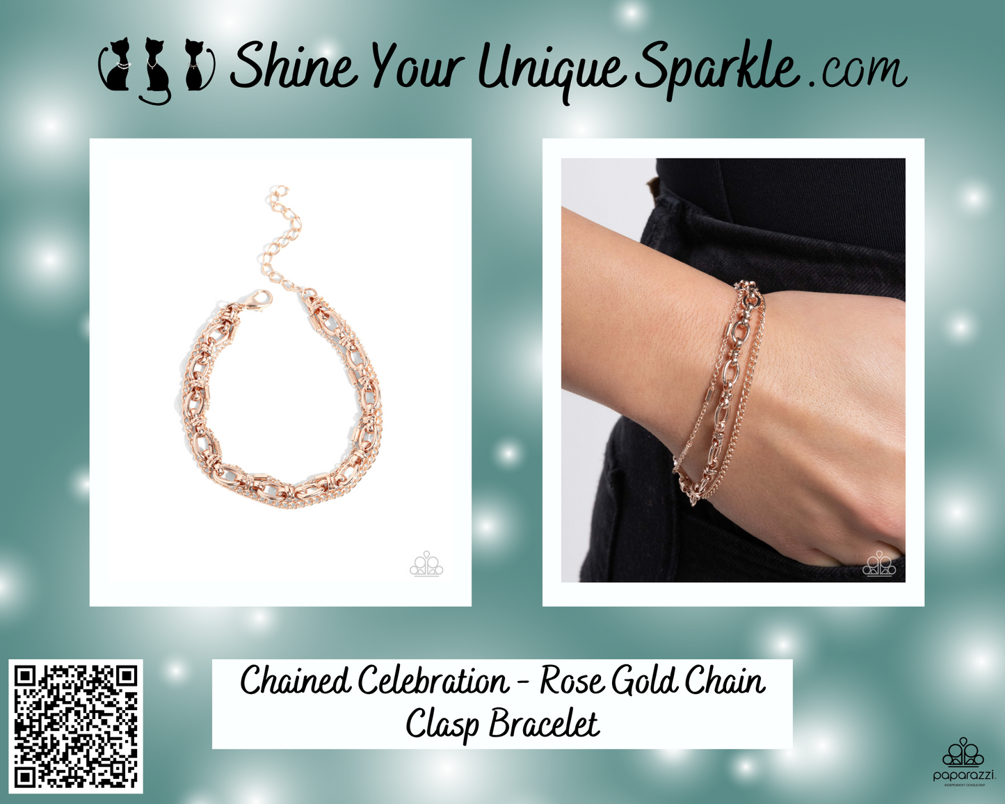 Chained Celebration - Rose Gold Chain Clasp Bracelet