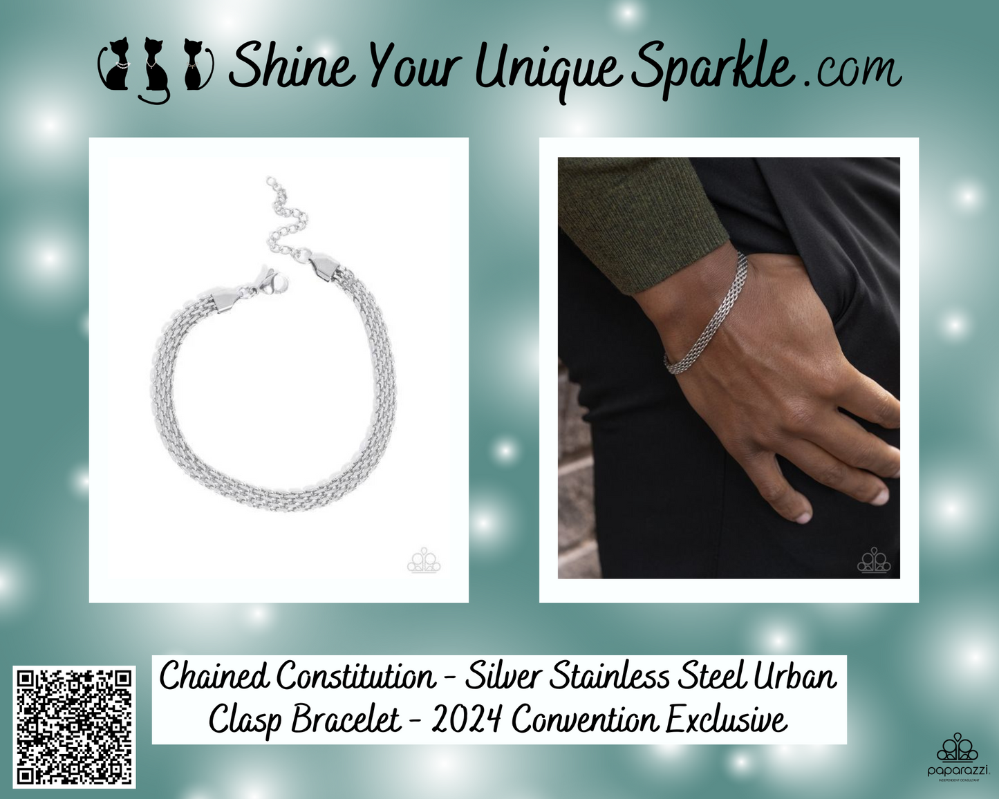 Chained Constitution - Silver Stainless Steel Urban Clasp Bracelet - 2024 Convention Exclusive