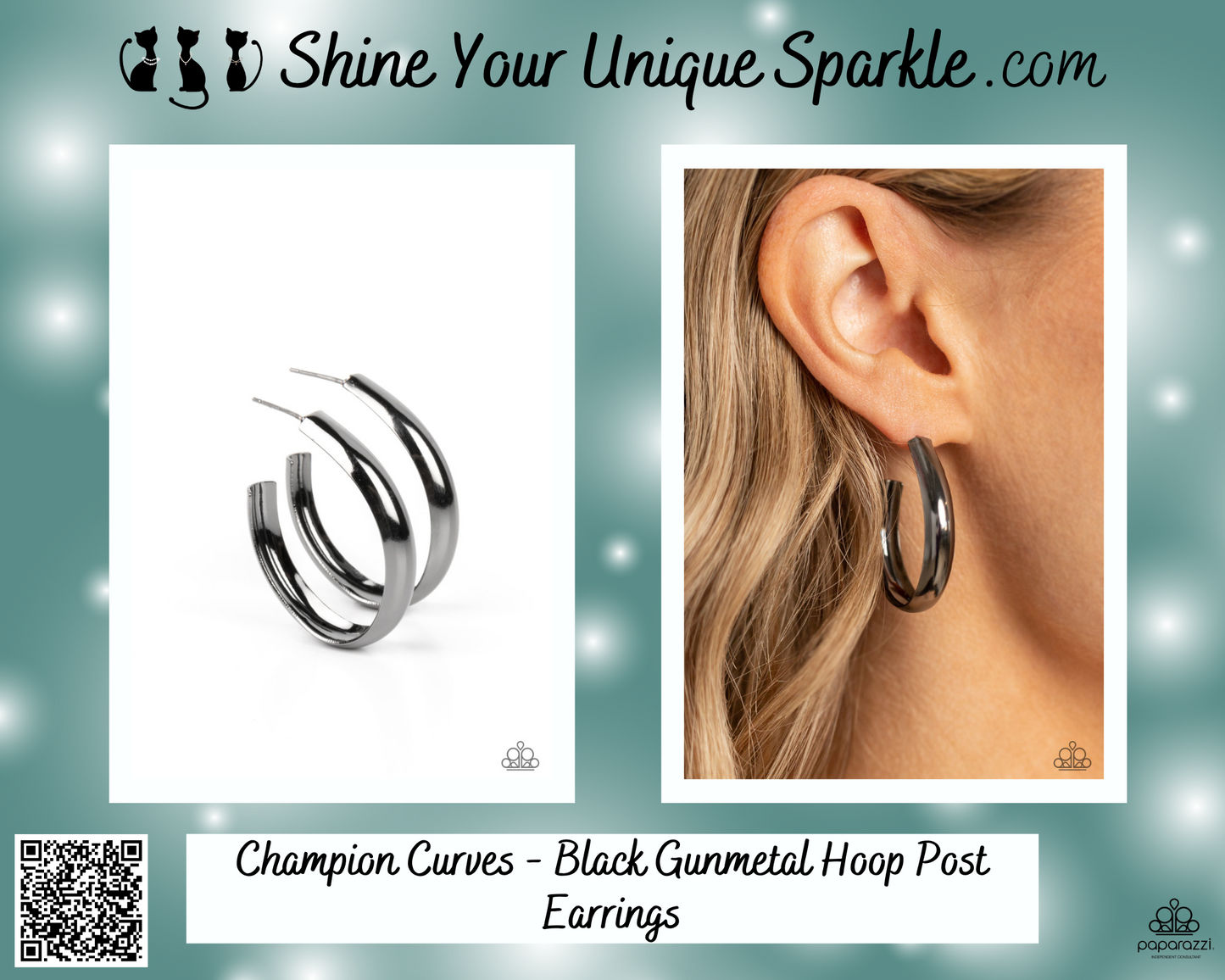 Champion Curves - Black Gunmetal Hoop Post Earrings