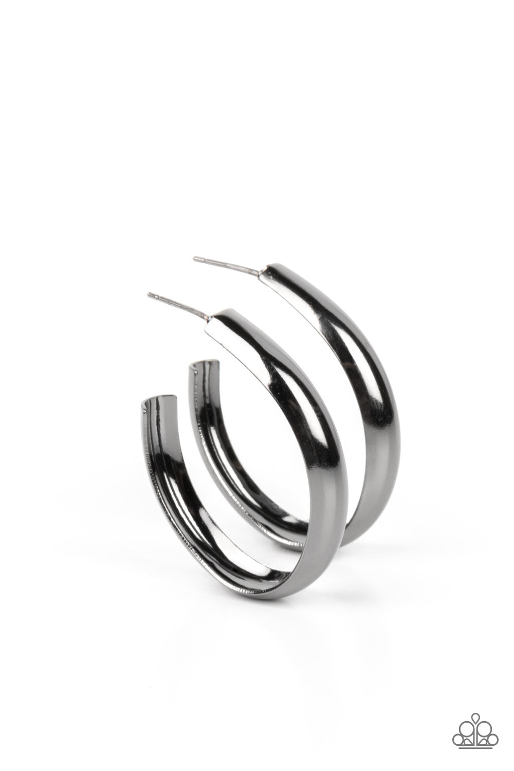 Champion Curves - Black Gunmetal Hoop Post Earrings