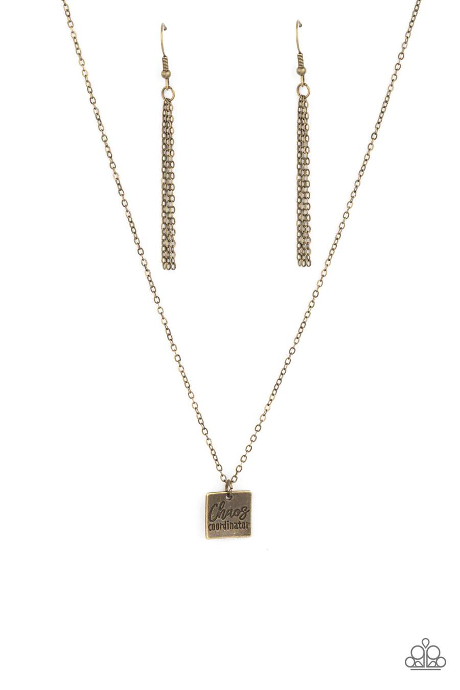 Chaos Coordinator - Brass Stamped Dainty Short Necklace