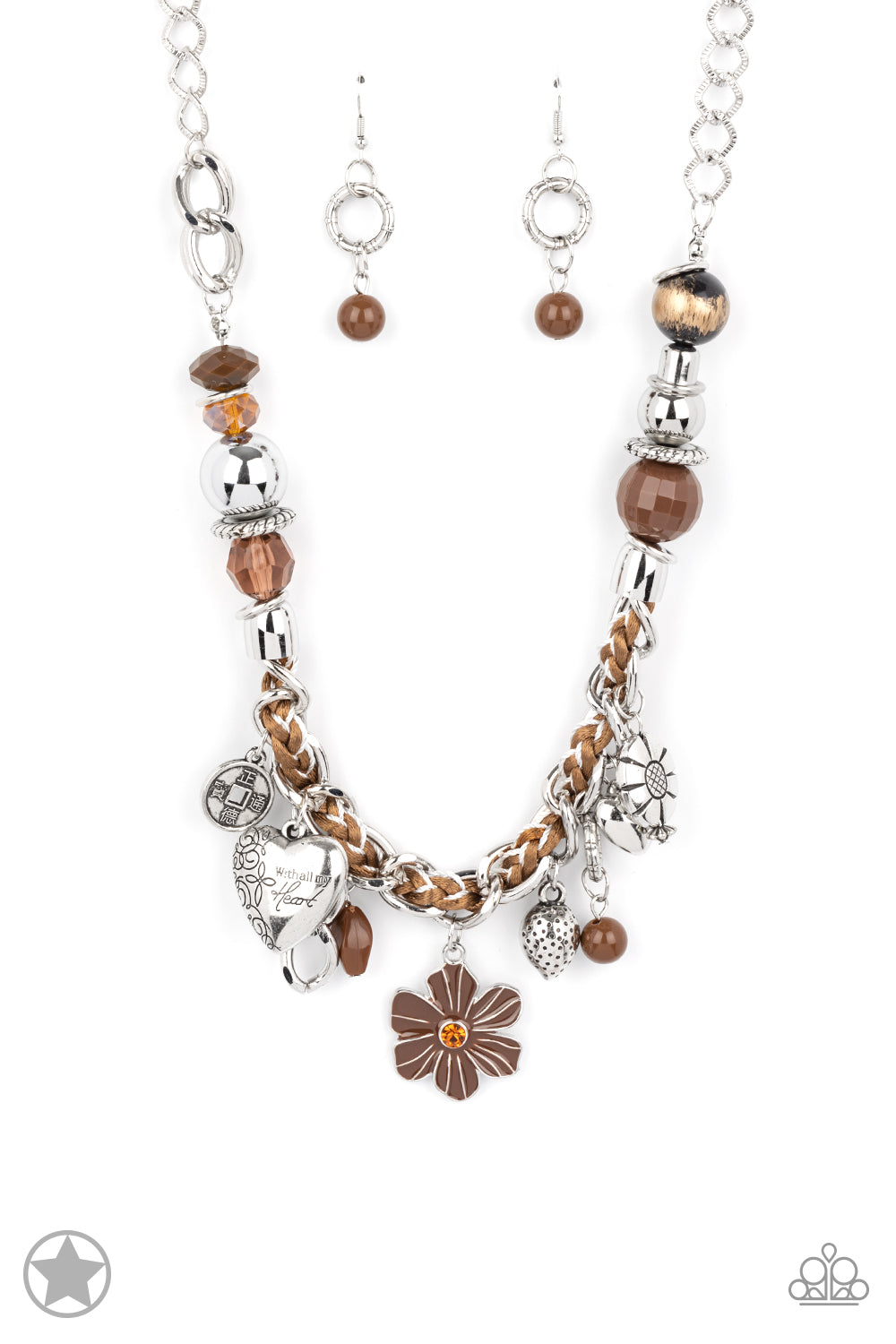 Charmed I Am Sure - Brown Silver Chain and Charm Short Necklace - Blockbuster