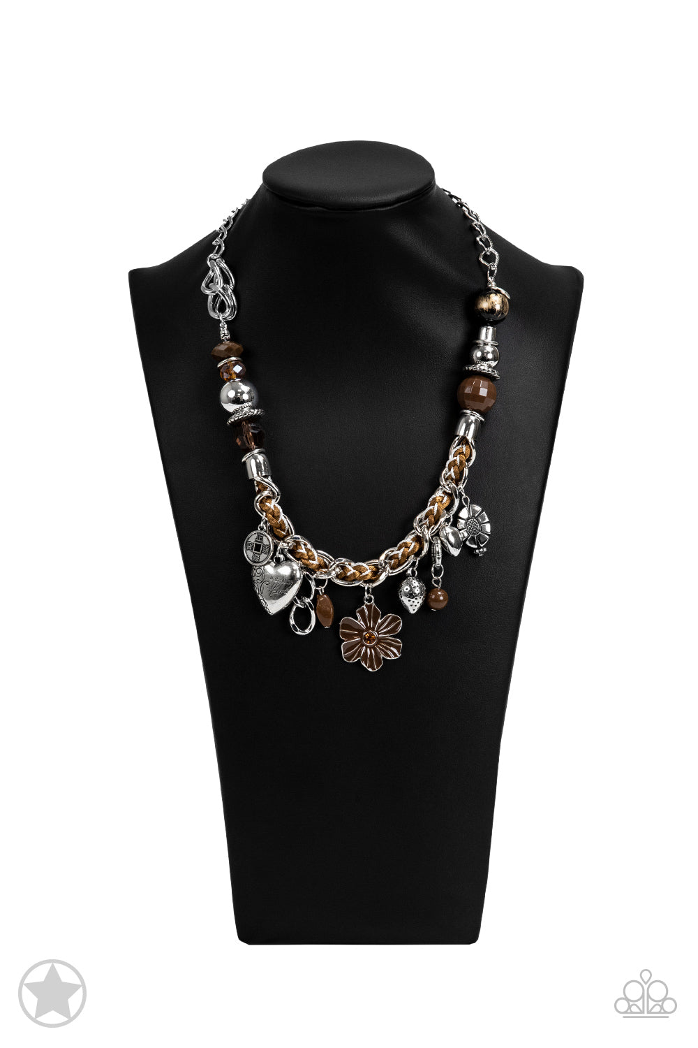 Charmed I Am Sure - Brown Silver Chain and Charm Short Necklace - Blockbuster