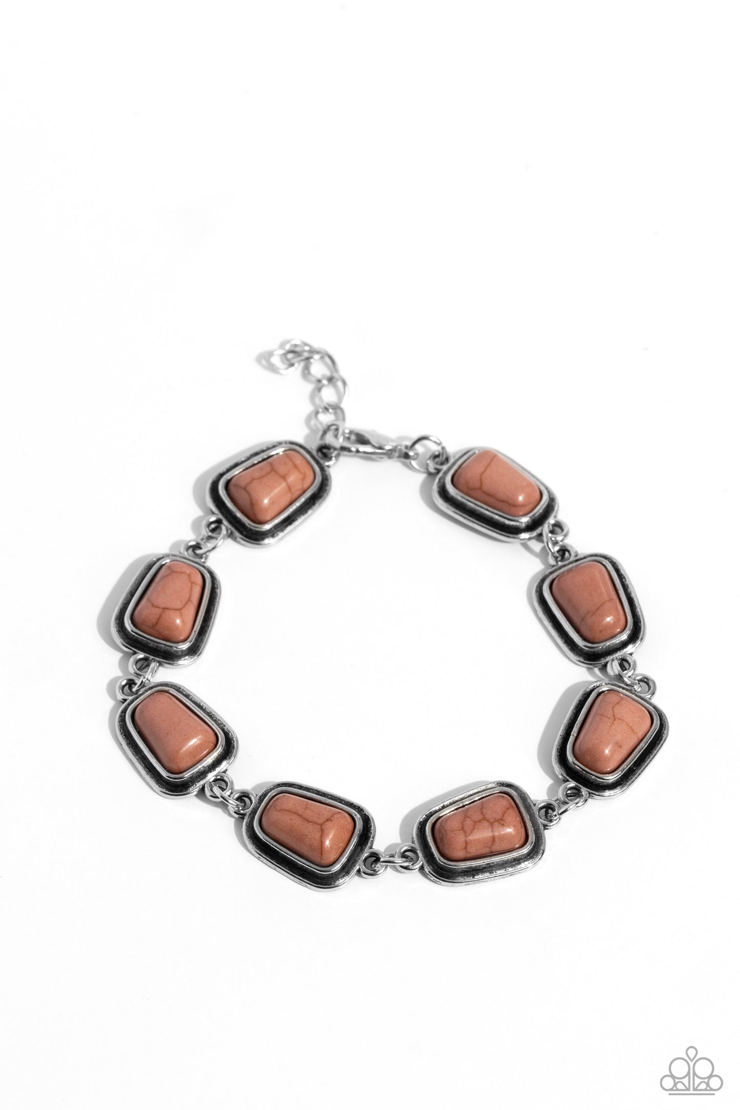 PERFECT MATCH / SET: Southern Safari - Brown Crackle Stone Silver Short Necklace AND Chasing Canyons - Brown Crackle Stone Silver Clasp Bracelet