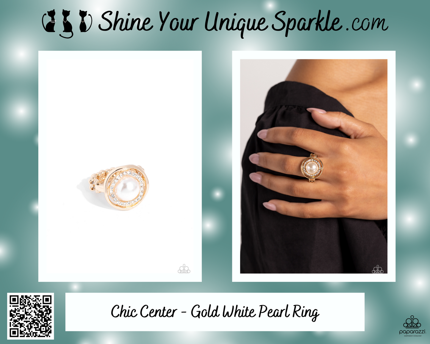 Chic Center - Gold White Pearl Ring
