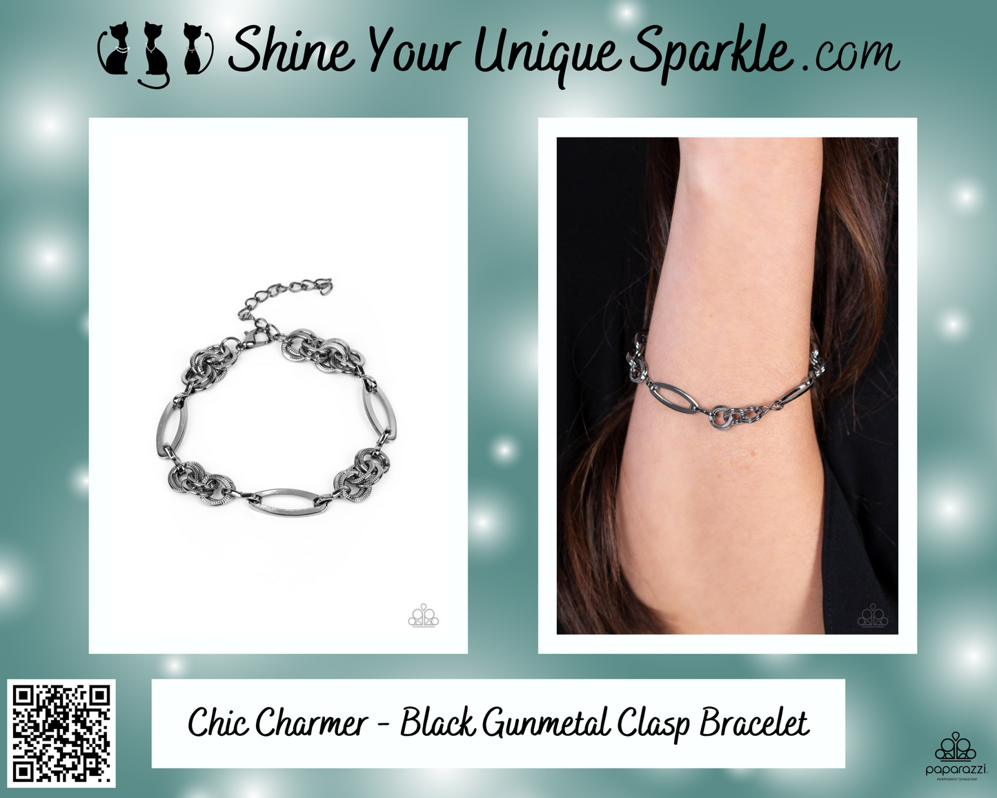 Chic Charmer - Black Gunmetal Clasp Bracelet