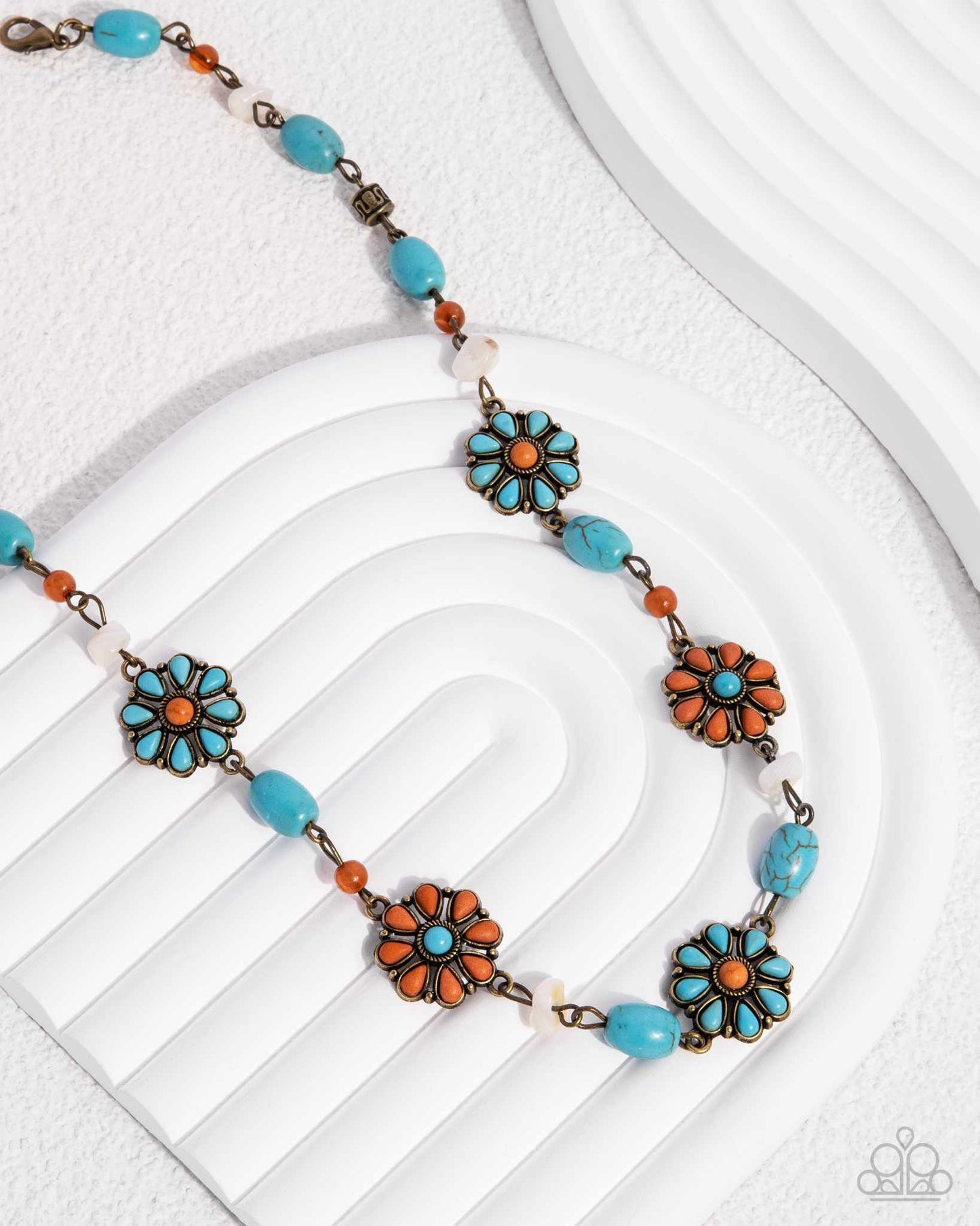 Chill Country - Brass Colorful Turquoise Flower Short Necklace - 2024 Convention Exclusive