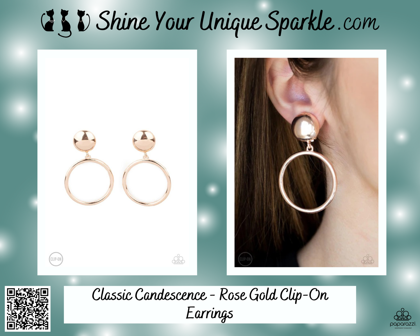 Classic Candescence - Rose Gold Clip-On Earrings