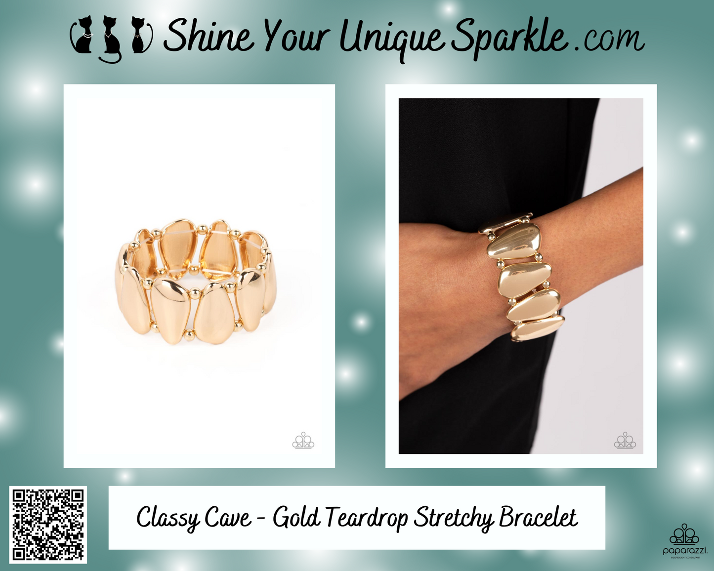 Classy Cave - Gold Teardrop Stretchy Bracelet