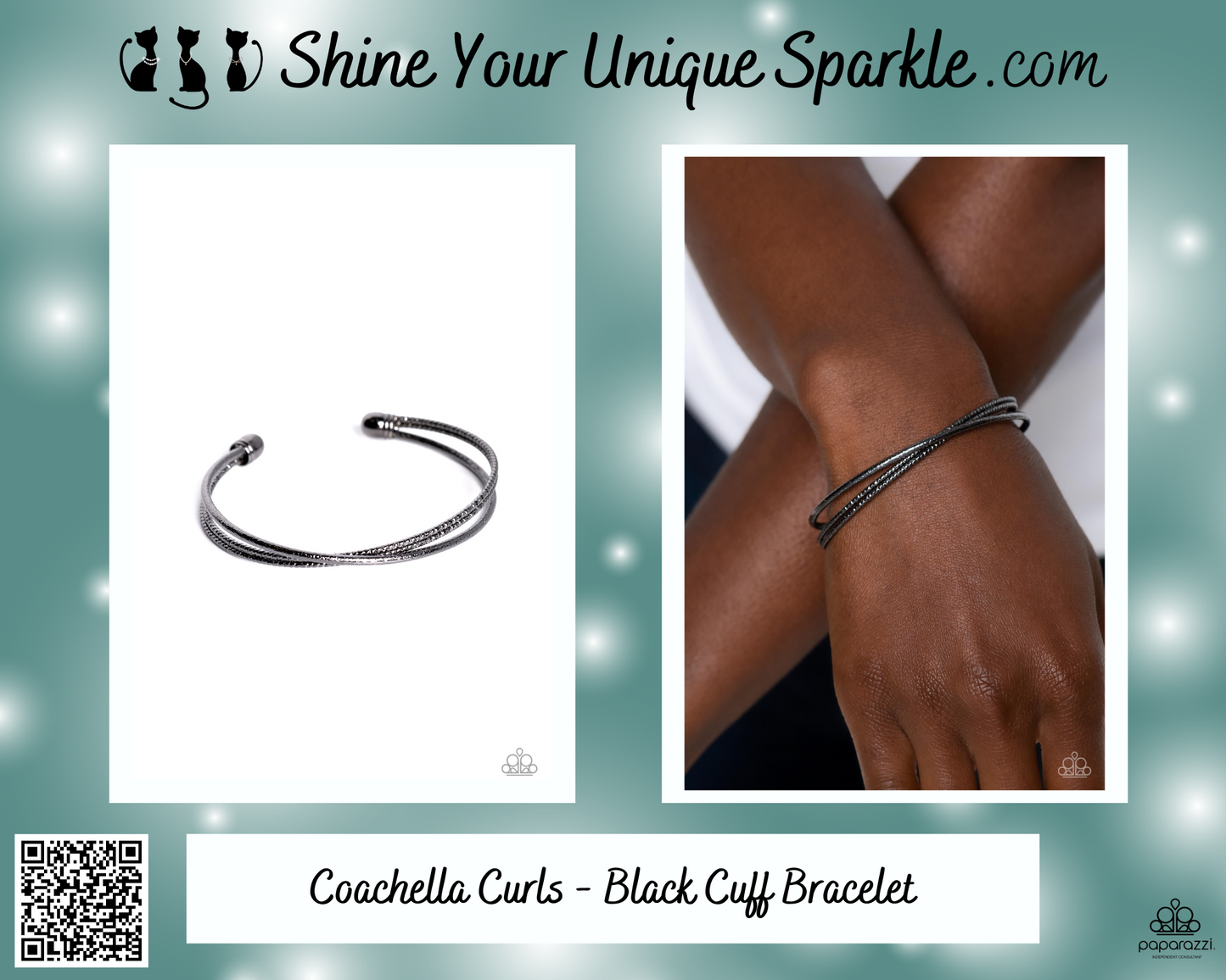 Coachella Curls - Black Cuff Bracelet