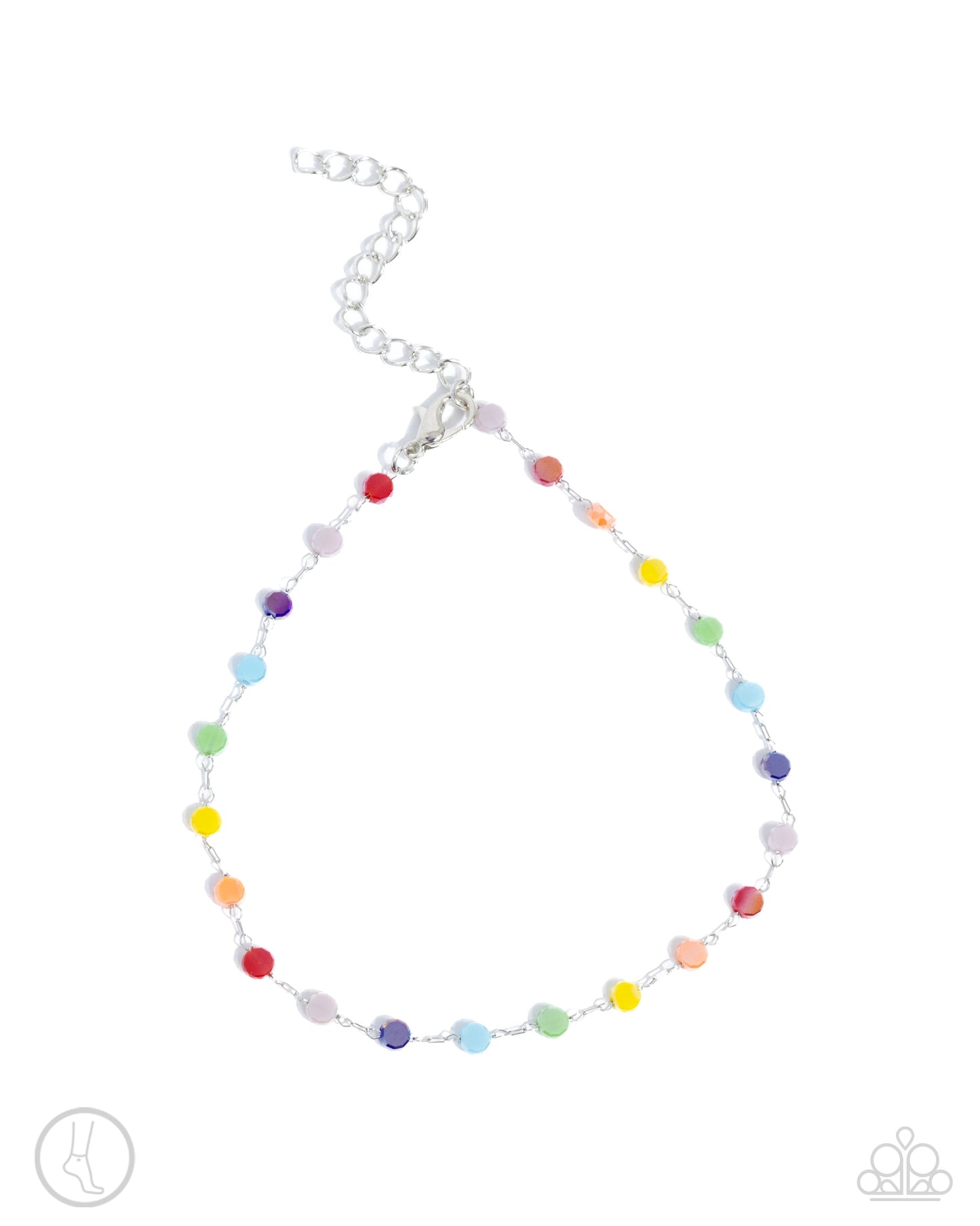 Colorful Candy - Multi Color Bead Silver Anklet