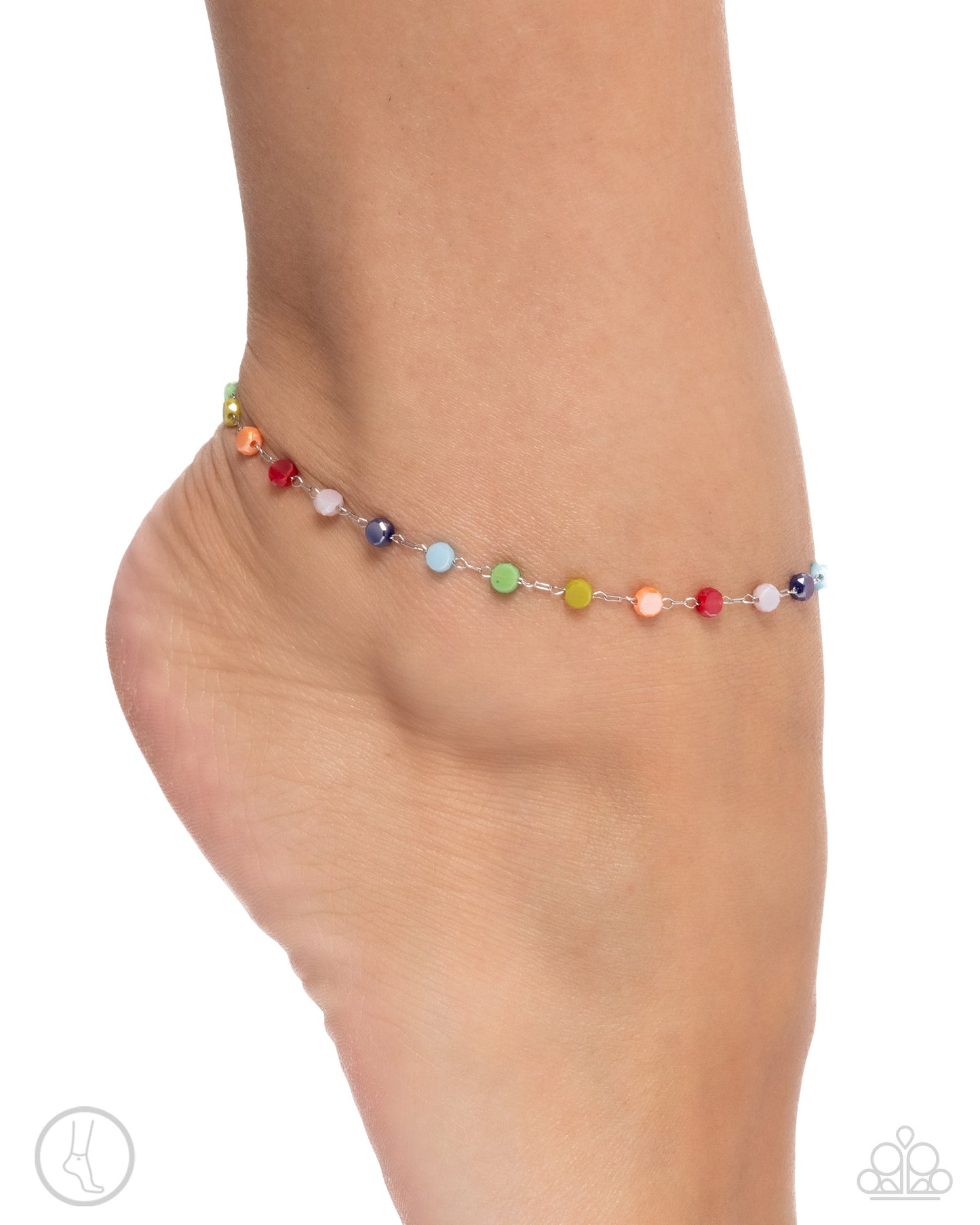Colorful Candy - Multi Color Bead Silver Anklet