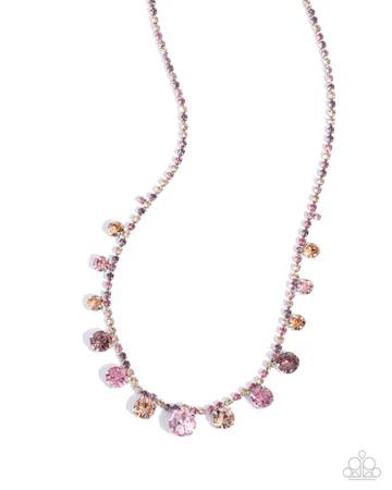 Colorful Countess - Pink Ombre Rhinestone Silver Short Necklace - 2024 Convention Exclusive