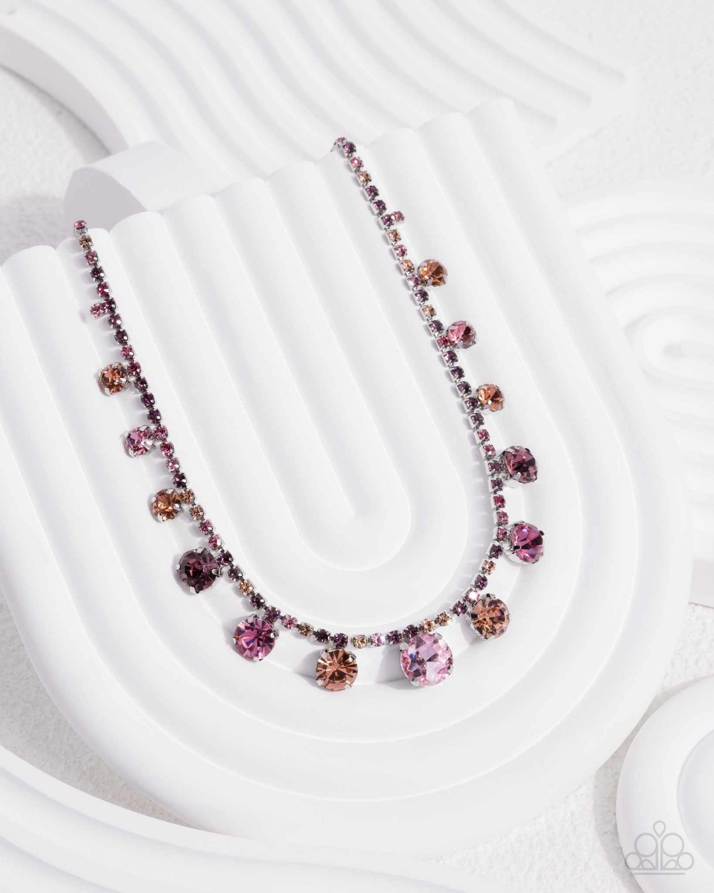 Colorful Countess - Pink Ombre Rhinestone Silver Short Necklace - 2024 Convention Exclusive