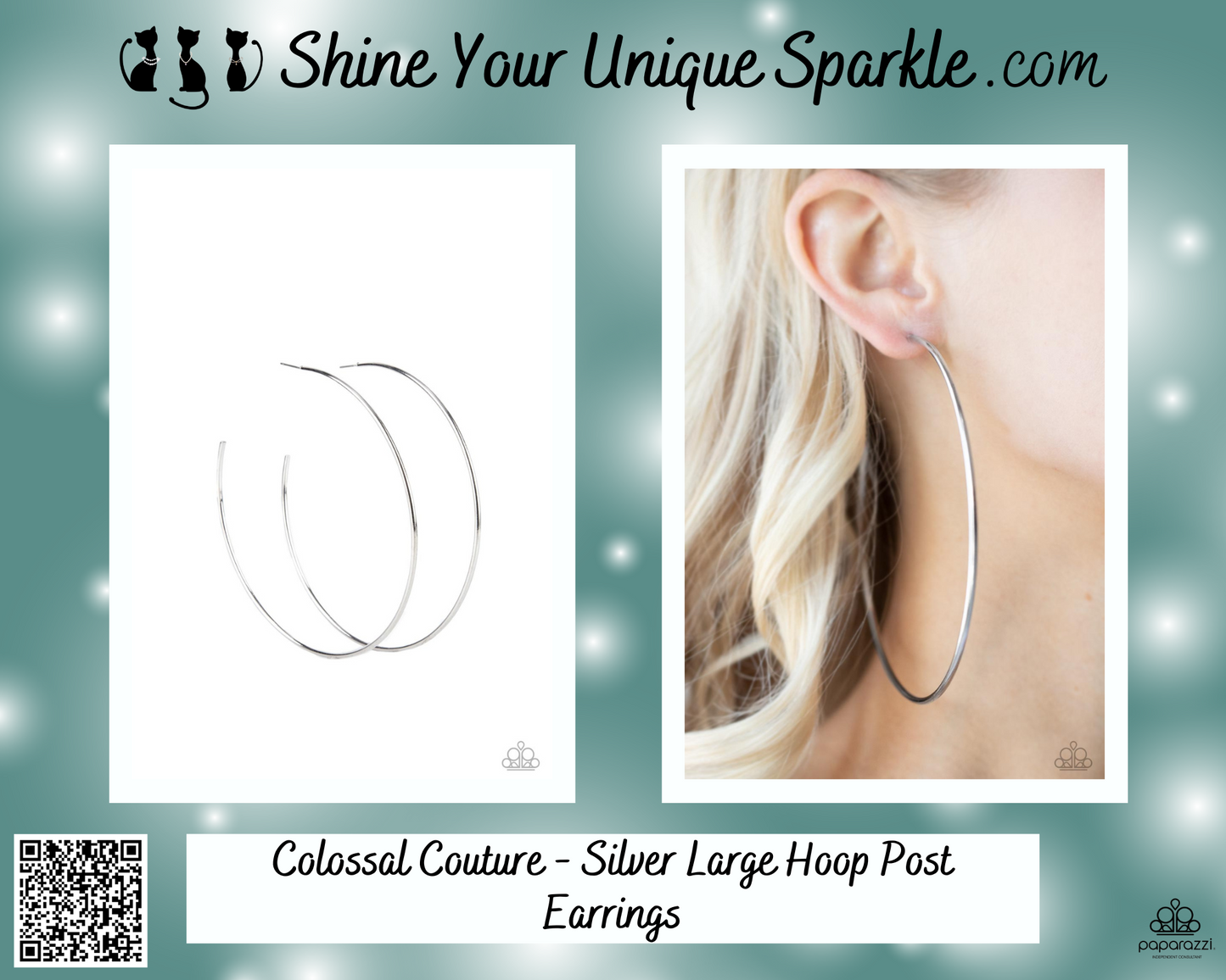 Colossal Couture - Silver Large Hoop Post Earrings - Blockbuster